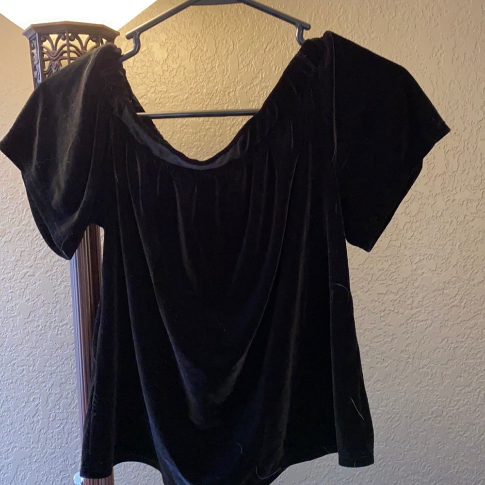 Abercrombie Black Velvet off the shoulder blouse